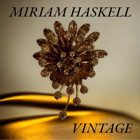 😄MIRIAM HASKELL vintage PIN BROOCH SIGNED RARE GOLD jewelry MOTHERS DAYgift